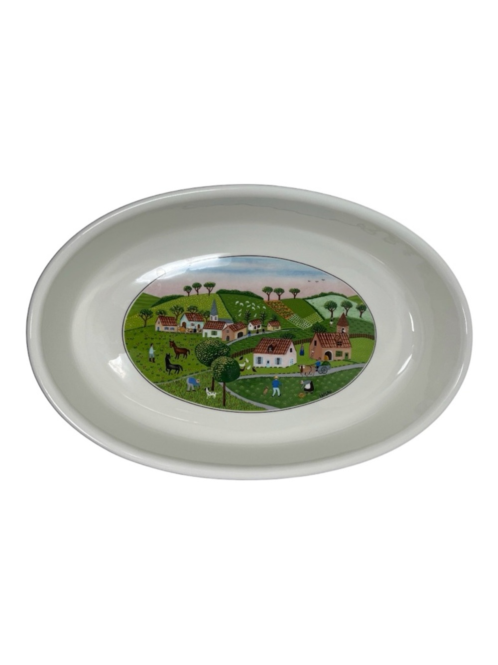 Villeroy & Boch Naif 15" Oval Baker Village Scene Country Farm Dish Baking